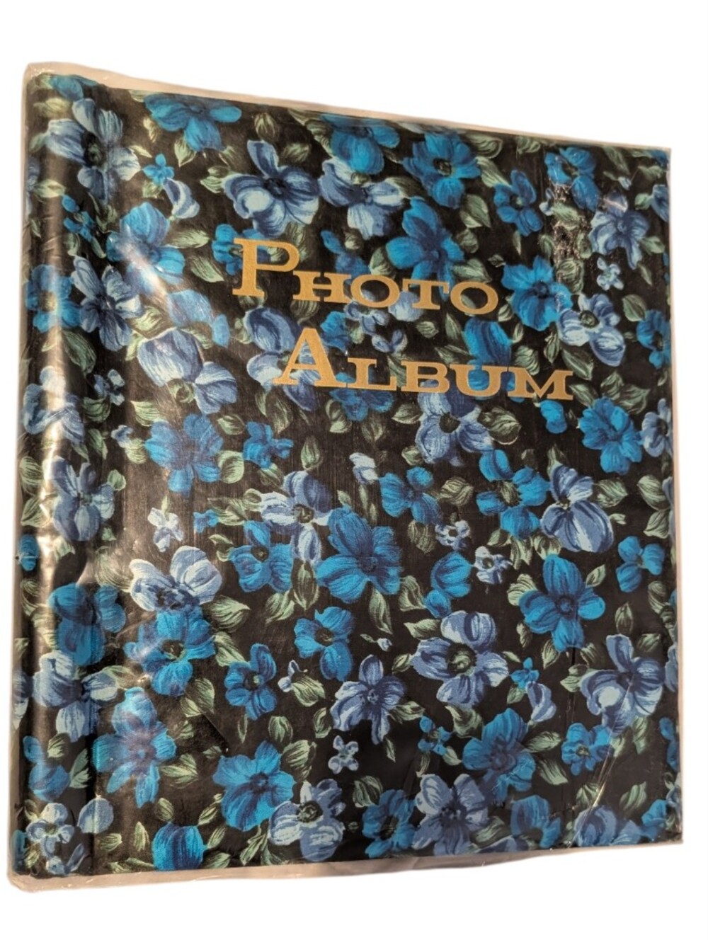 60s 70s Vintage‎ Blue Green Satin Floral Photo Album Book NWOT